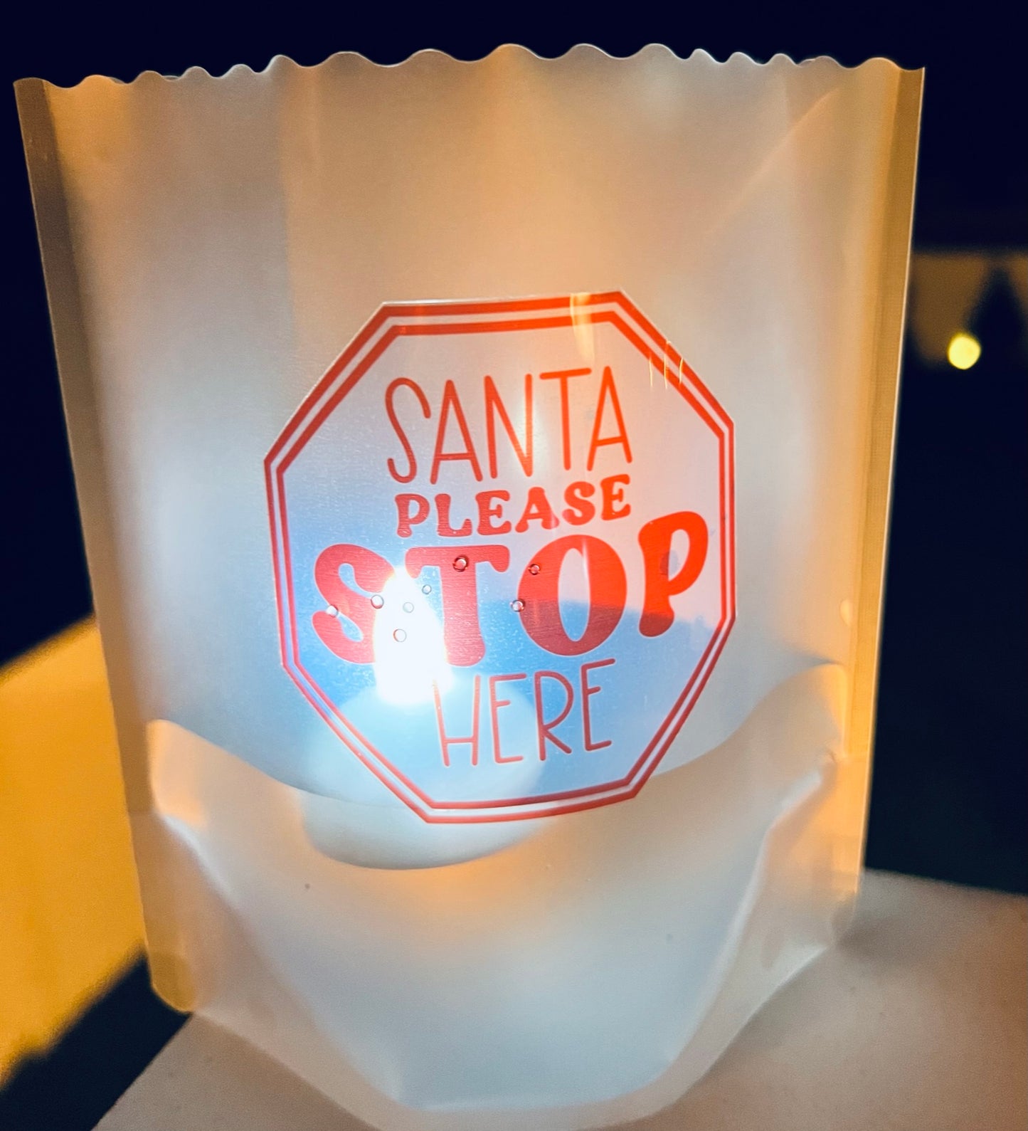 SANTA STOP HERE Luminaries, Set of 4