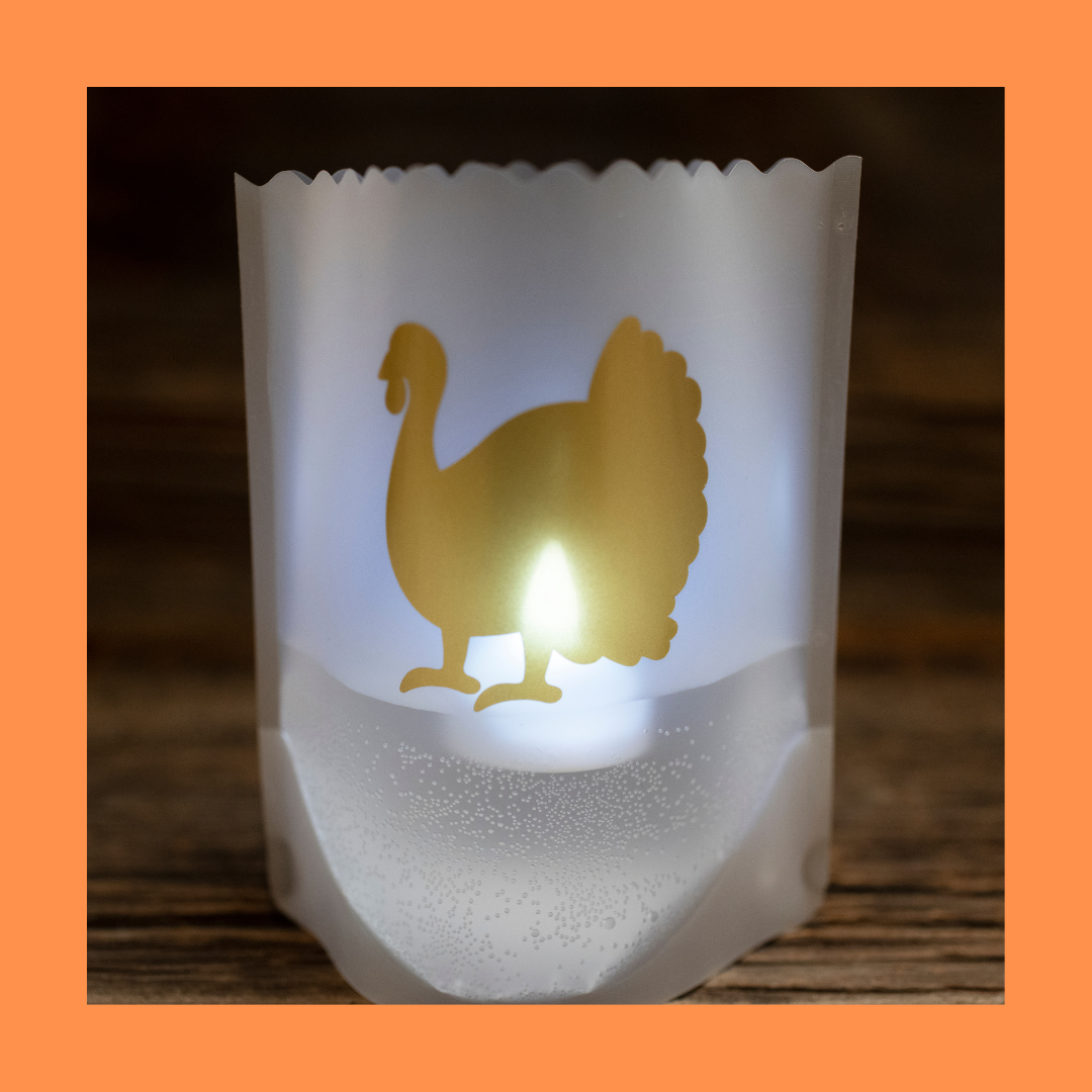 GOLD TURKEY Luminaries, Set of 4 for Thanksgiving