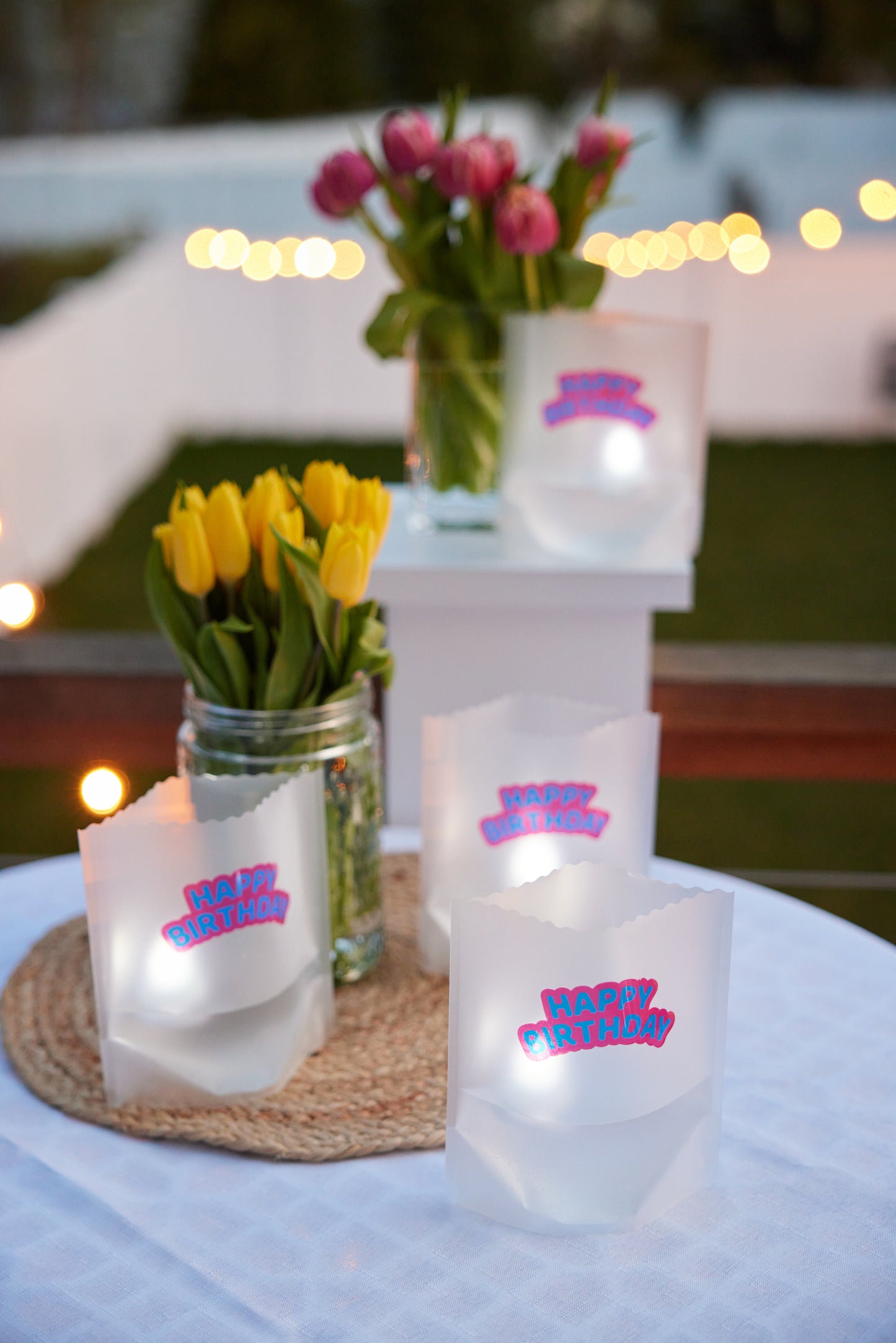 HAPPY BIRTHDAY Luminaries, Set of 4