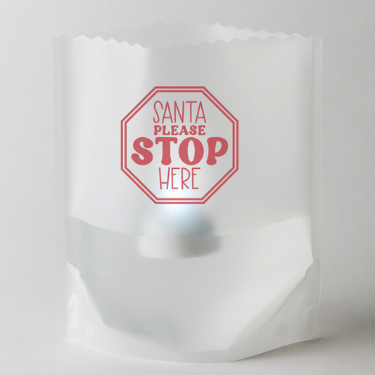 SANTA STOP HERE Luminaries, Set of 4