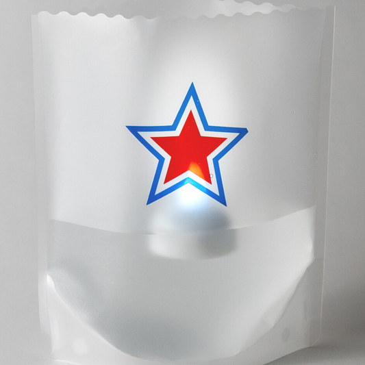 RED WHITE and BLUE STAR Luminaries, Set of 4