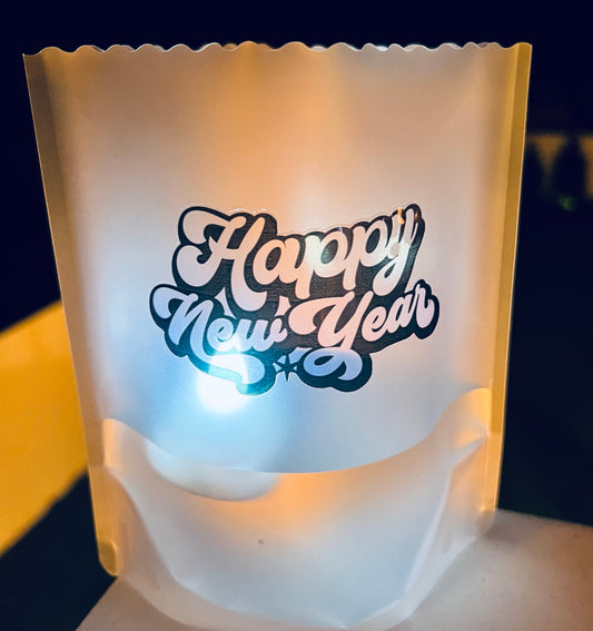 HAPPY NEW YEAR Luminaries, Set of 4